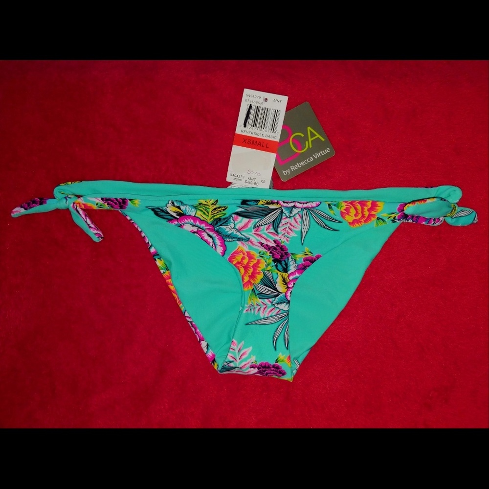 Sexy teal tropical bikini bottom